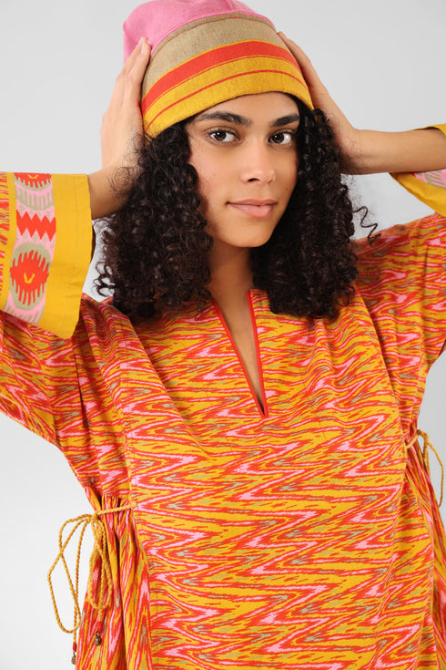 Reversible hat in cotton blend jacquard