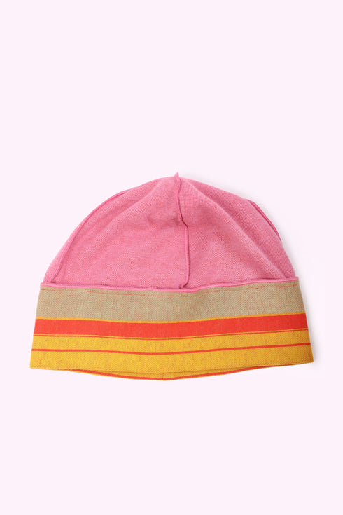 Reversible hat in cotton blend jacquard