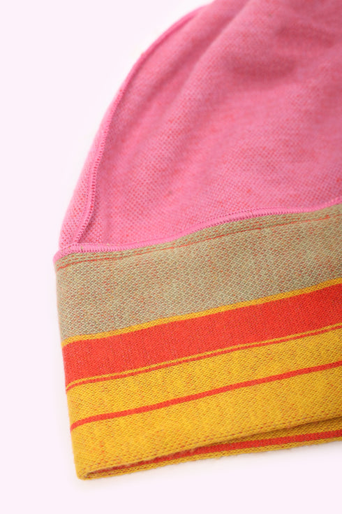 Reversible hat in cotton blend jacquard