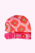 Hat in printed cashmere cotton blend with elastic back