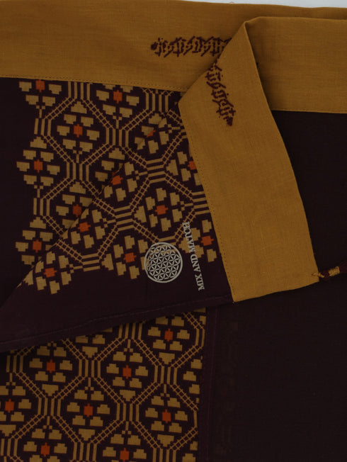 Plain light cotton scarf with printed borders