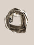 Striped printed scarf with embroidery
