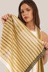 Striped printed scarf with embroidery