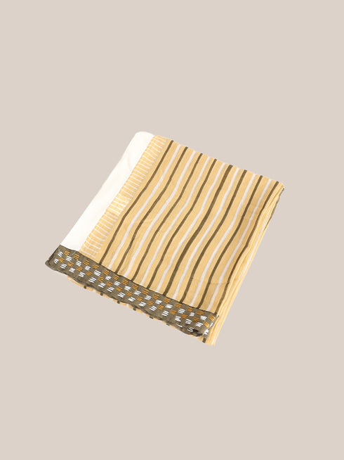 Striped printed scarf with embroidery