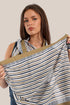 Striped printed scarf with embroidery