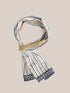 Striped printed scarf with embroidery