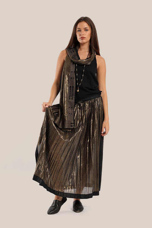 Embroidered metallic voile scarf