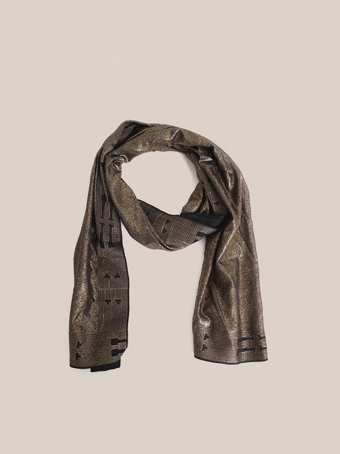 Embroidered metallic voile scarf