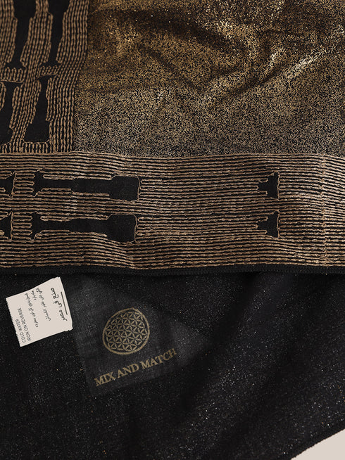 Embroidered metallic voile scarf