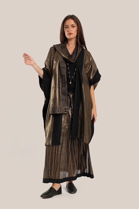 Embroidered metallic voile scarf