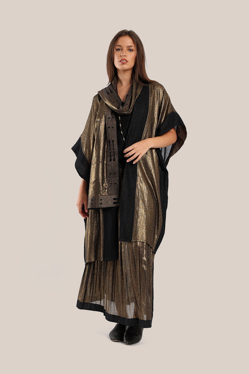 Embroidered metallic voile scarf