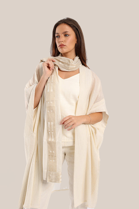 Embroidered metallic voile scarf