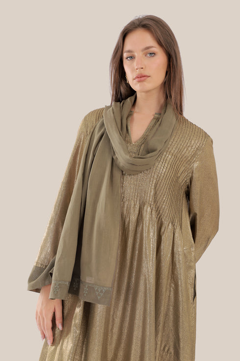 Embroidered light cotton voile scarf