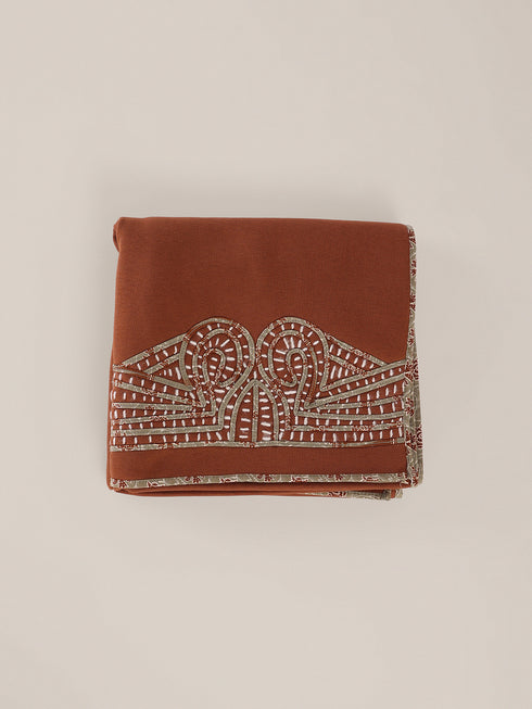 Embroidered cotton milton blend shawl