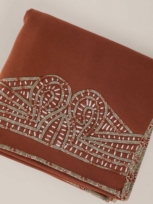 Embroidered cotton milton blend shawl