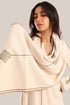 Yarn embroidered cotton shawl