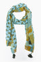 Scarf in printed cotton gauze with tassels and trimmed border