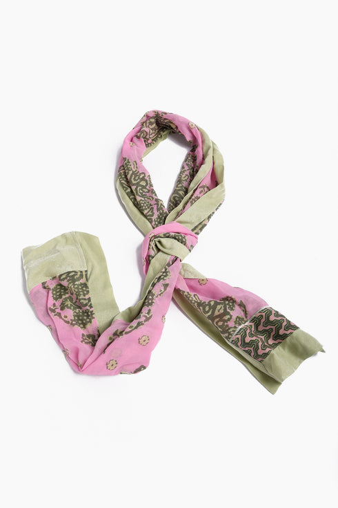 Scarf in cotton voile with multi color trims