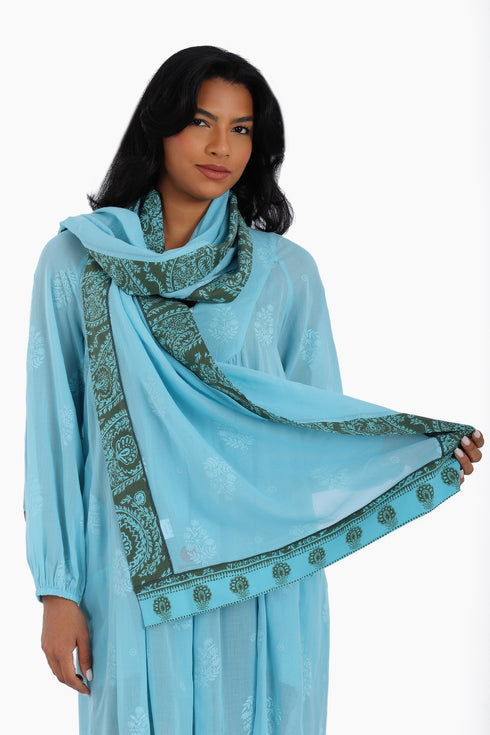 Scarf in printed cotton voile