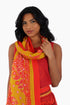 Scarf in printed cotton voile with multi color trims