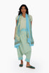 Scarf in printed cotton voile with multi color trims