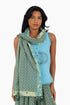 Scarf in cotton gauze, trimmed in cotton printed voile contrast pattern
