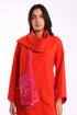 Embroidered shawl in cotton and viscose cashmere