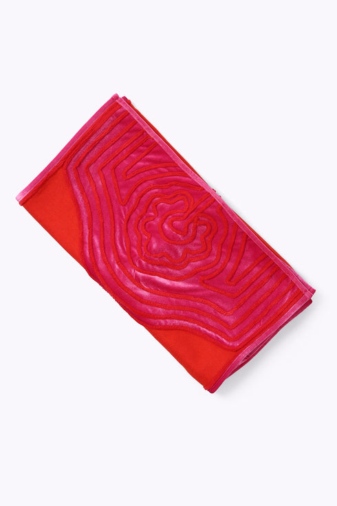 Embroidered shawl in cotton and viscose cashmere