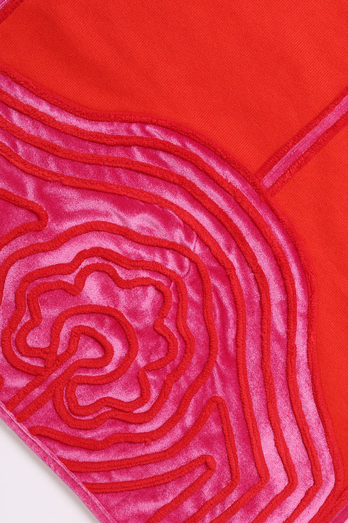 Embroidered shawl in cotton and viscose cashmere