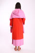 Hooded shawl in cotton blend faux cashmere with 2 patch pockets