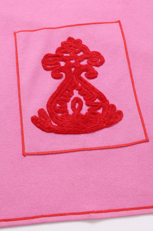 Hooded shawl in cotton blend faux cashmere with 2 patch pockets