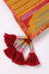 Shawl in striped jacquard cotton blend with tassels