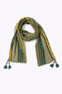Shawl in striped jacquard cotton blend with tassels