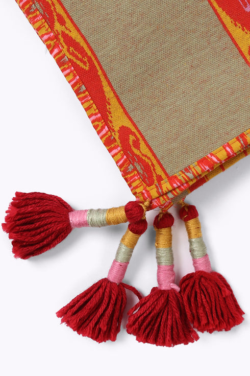 Shawl in striped jacquard cotton blend