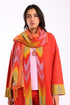 Shawl in patterned jacquard with tassels