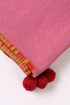 Shawl in plain cotton blend jacquard with pom poms