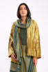 Shawl in striped jacquard cotton with tassels
