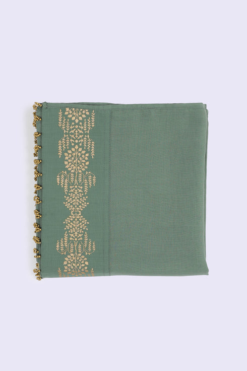 Egyptian cotton voile scarf with gold beads tassels
