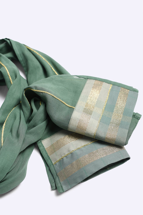 Embroidered Egyptian cotton voile shawl