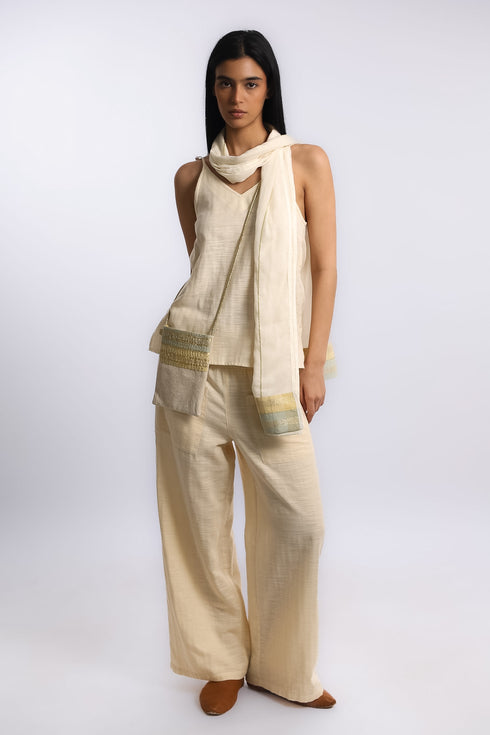 Embroidered Egyptian cotton voile shawl
