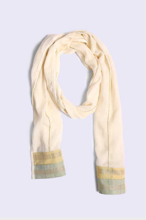 Embroidered Egyptian cotton voile shawl