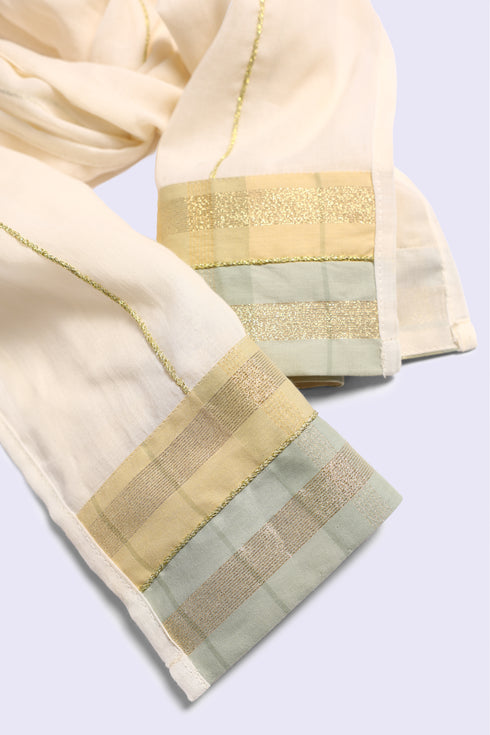 Embroidered Egyptian cotton voile shawl