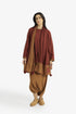 Embroidered jacquard shawl with pompom detailing