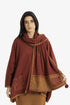 Embroidered jacquard shawl with pompom detailing