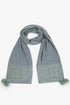 Embroidered jacquard shawl with pompom detailing