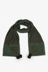 Embroidered jacquard shawl with pompom detailing