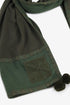 Embroidered jacquard shawl with pompom detailing
