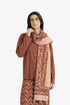 Printed quilted cotton shawl with fabric pompoms