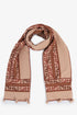 Printed quilted cotton shawl with fabric pompoms