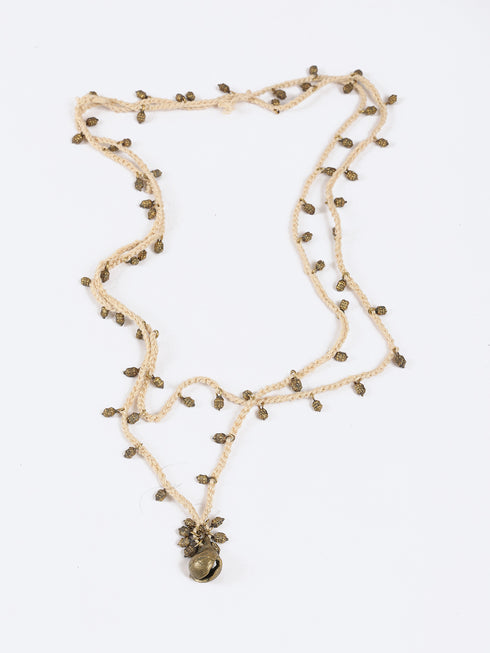 Long double layer necklace with crochet